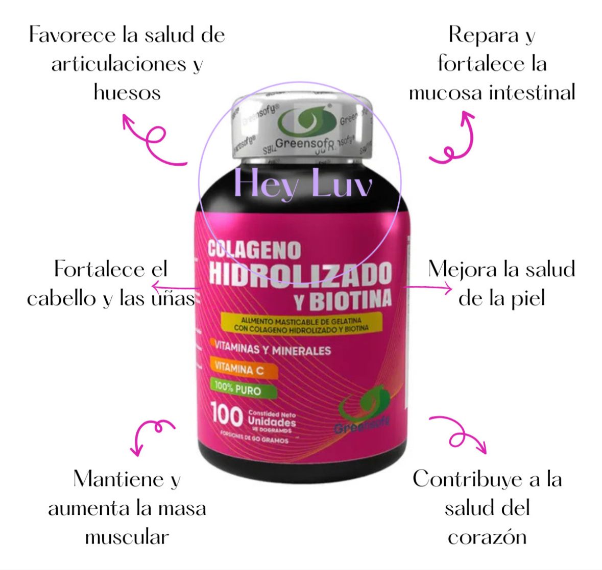 COLÁGENO HIDROLIZADO Y BIOTINA X 100 Capsulas