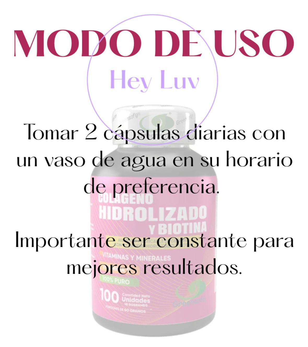 COLÁGENO HIDROLIZADO Y BIOTINA X 100 Capsulas