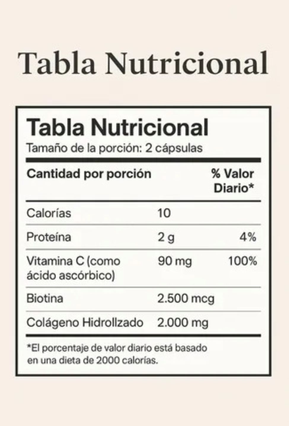 COLÁGENO HIDROLIZADO Y BIOTINA X 100 Capsulas